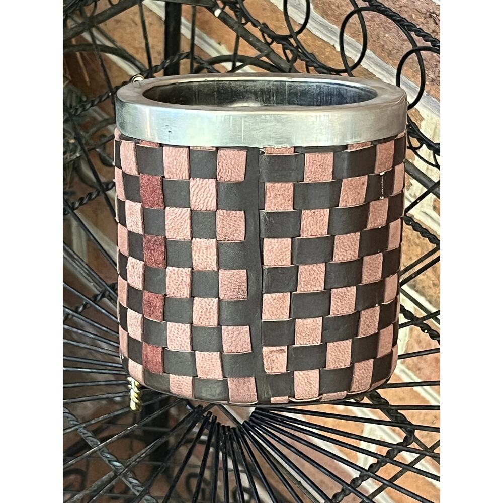 Bombay  Brushed Woven / Suede Pen Pencil Holder Leather Desk Oblong